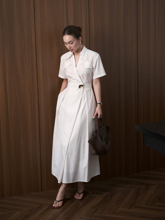 DIAGONAL HEM SHIRT DRESS