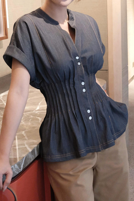 SILK DENIM BLOUSE