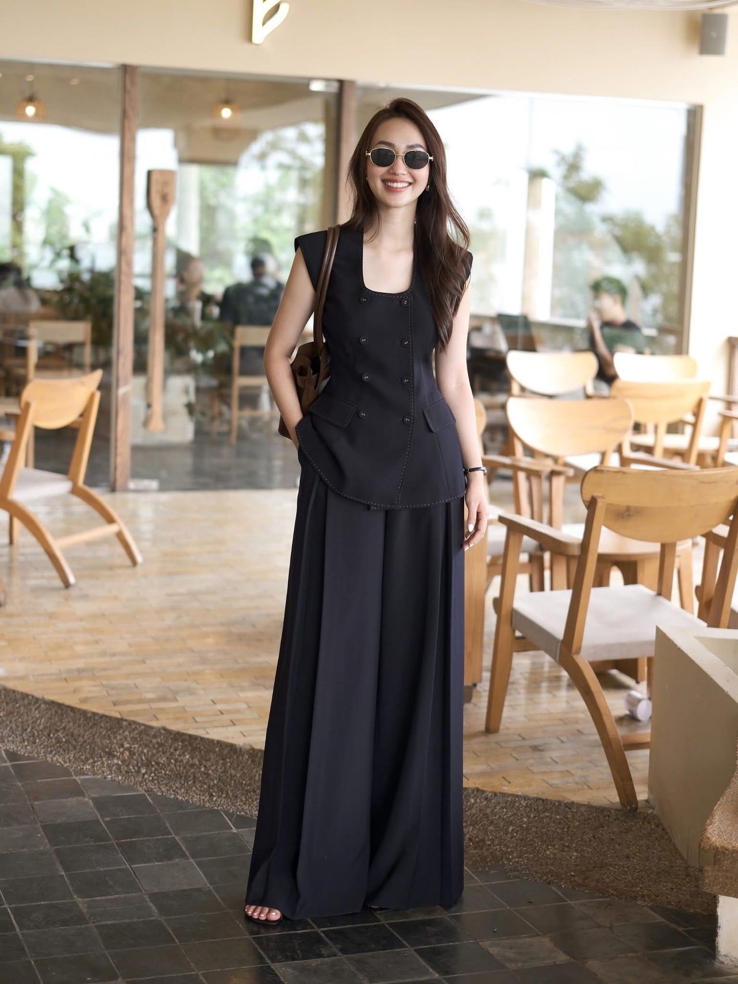 SLEEVELESS WIDE-LEG PANTS SET