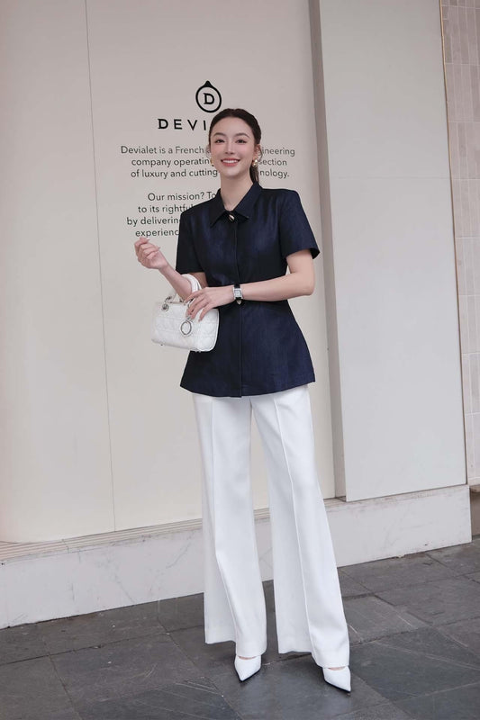 DENIM SHIRT WITH TURN DOWN COLLAR